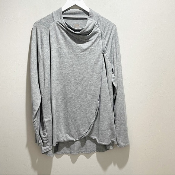 COPPER FIT Women’s Gray Two Way Wrap Top Sweater Cardigan Zip Convertible Sz XXL - Picture 1 of 6